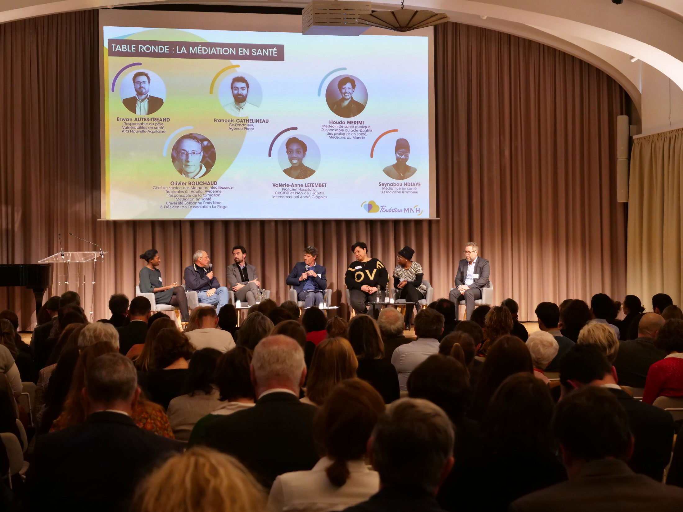 Olivier bouchaud, Houda Merimi, françois cathelineau, philippe Denormandie, fondation MNH, table ronde médiation en santé